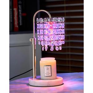 Candle Warmer Lamp with Timer & Dimmable Crystals Candle Lamp Warmer with RGB Mode, Adjustable Height Electric Candle Warmer with 3 Bulbs for Women Mom House Warming Gifts New Home Room Decor (Rgb French Gold)