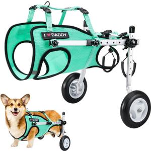 Nasjac Dog Wheelchair for Back Legs - Lightweight Portable Wheelchair with Reflective Stripes, Adjustable Pet Wheelchair Cart for Senior, Arthritis, Paralyzed, Injured, or Disabled Dogs (Small, Green)