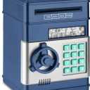 Piggy Bank, Electronic Password Cash Coin Can Auto Scroll Paper Money Saving Box Toy Gift for Kids (Navy Blue)