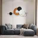 BECHAEO 3D Large Metal Wall Art Decor for Living Room 40"x19" Round Wall Accents Modern Luxury Wall Sculptures Hanging Wall Deco for Dinning Room Bedroom Entryway Office Outdoor
