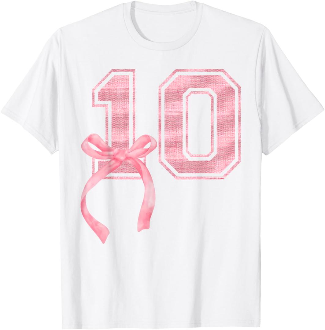 Birthday Girl Pink Coquette Bow 10 Year Old Aesthetic Girly T-Shirt, Size S