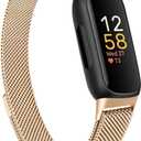 Meliya Stainless Steel Metal Mesh Loop Bands for Fitbit Inspire 3/2/HR - Adjustable Magnetic Wristband Replacement Straps for Men and Women (Rose Gold 02)