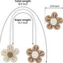 KLOGTSIND Flower Curtain Tiebacks, 4 Pack Boho Curtain Ties Elegant DIY Curtain Holdbacks, Decorative Window Drape Twist Tie Backs for Bedroom Decor, Nursery Decor, Farmhouse Decor
