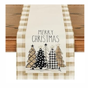 Artoid Mode Watercolor Brown Buffalo Plaid Christmas Trees Merry Xmas Table Runner, Seasonal Winter Holiday Kitchen Dining Table Decoration for Home Party Decor 13 x 60 Inch