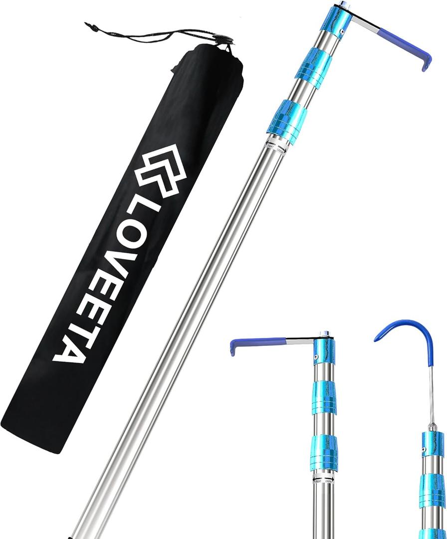 6.3 Ft Cargo Grabber Reach Retriever Tool - 2.0 New Upgraded Extendable Pickup Truck Bed Accessories, Multi-Use Truck Bed Reach Tool (Titanium Silver) - 2 Hooks