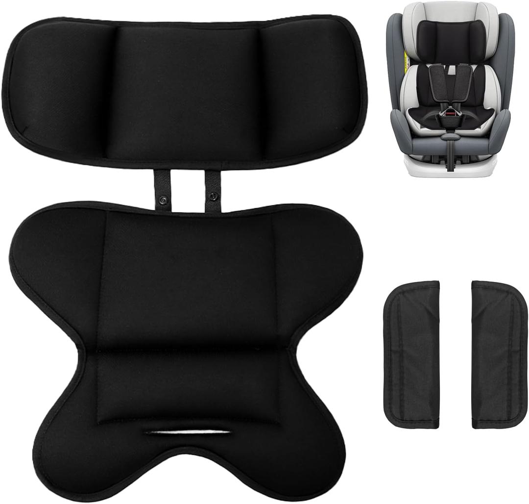 Thickened Car Seat Head Support with 2pcs Car Seat Strap Pads Compatible with Doona Infant Insert, Breathable Newborn Carseat Insert, Universal Baby Car Seat Cushion