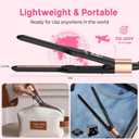 Mini Flat Iron Hair Straightener 1/3 Inch Pencil Flat Iron for Women Portable Travel Straightener and Curler 2 in 1 for Short Hair Beard and Pixie Cut with Adjustable Temp (Gold)