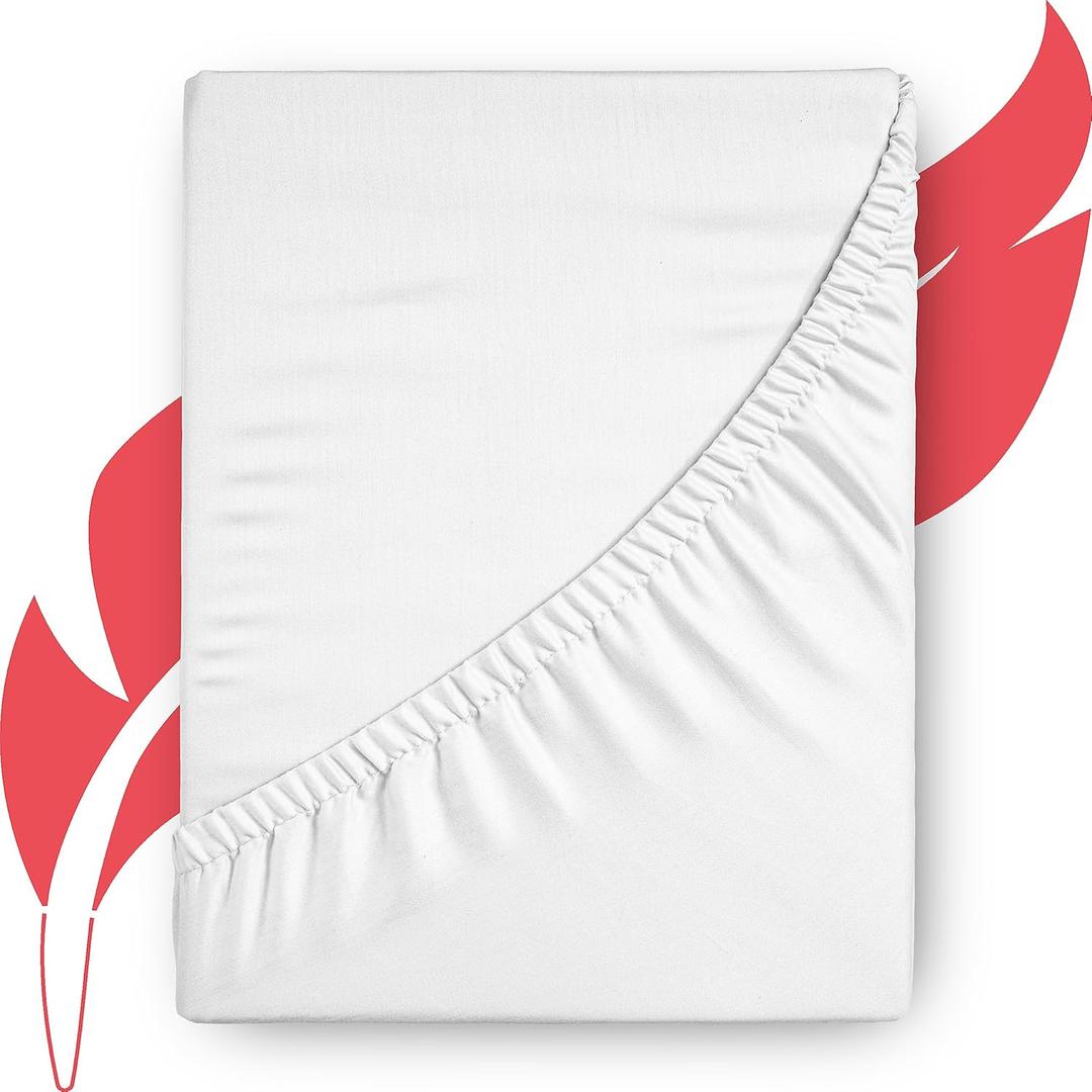 Luxury Egyptian Cotton King Fitted Sheet Only - 1000-Thread-Count 16" Deep Pocket King Fitted Sheet, Soft, Smooth, Cooling, Sateen Weave, Extra Long Staple King Size Fitted Sheet - White