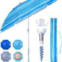 Tempera Heavy Duty High Wind Beach Umbrella with Sand Anchor & Carry Bag | Patio Outdoor Umbrella with Aluminum Frame and Push Button Tilt, Ideal for Travel Garden Lawn, UPF 60+