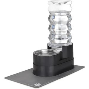 RIZZARI 8L Raised Automatic Pet Waterer, Gravity fed Stainless Steel Waterer, 100% BPA Free, Large Capacity Feeder for Cats and Medium to Large Dogs (Black,8L)
