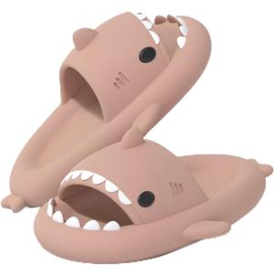 Shark Slides Thickness Upgrade Summer Cute Cartoon Shark Slippers for Women Men Non-Slip Open Toe Lightweight Sole Sandals Casual Unisex Beach Shoes (11-11.5 Women/9-9.5 Men, Pink)