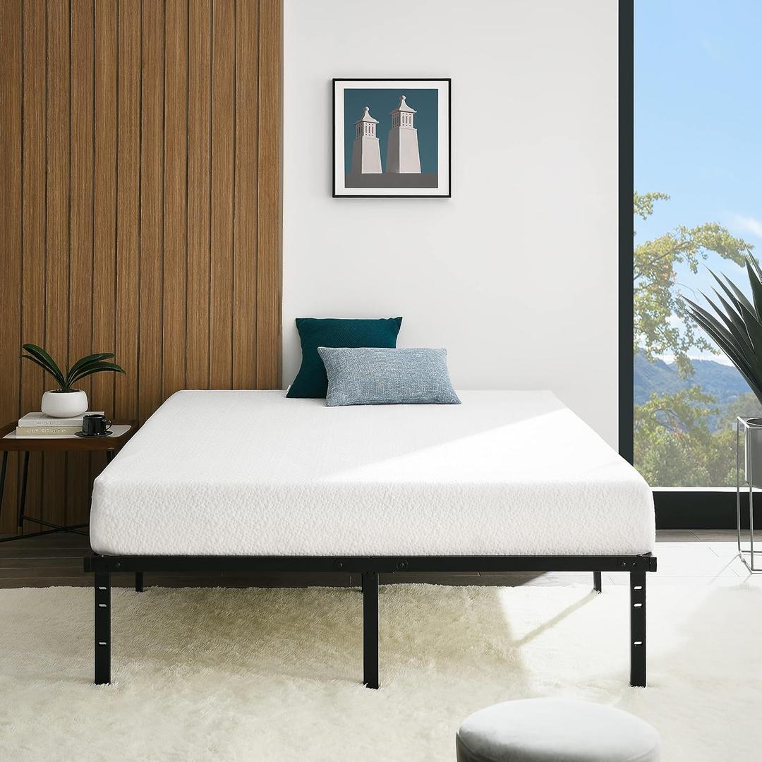 Amazon Basics Sturdy Heavy-Duty Non-Slip Platform Bed Frame, Full Size, Steel Slat Support, No Box Spring Needed, Noise Free, Easy Assembly, 14 Inch Storage Height, Black