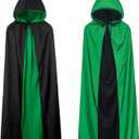 SZCXTOP Unisex Vampire Witch Hooded Capes,Women's Halloween Costumes Reversible Cloak,Cosplay Masquerade Party Robes (M/47 inches for Teens, Green + Black)