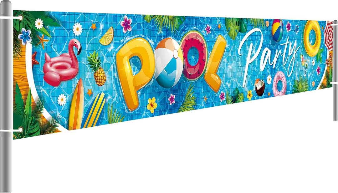 Pool Party Banner Summer Pool Party Decorations Beach Decorations Banner Pool Party Supplies Summer Birthday Banner