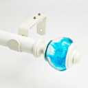 1-1/8 Inch Single Curtain Rods 36 to 72 Inches Adjustable Drapery Rods for Window width 24 to 68 Inches, Aqua Cyan Misty Clear Finials, White