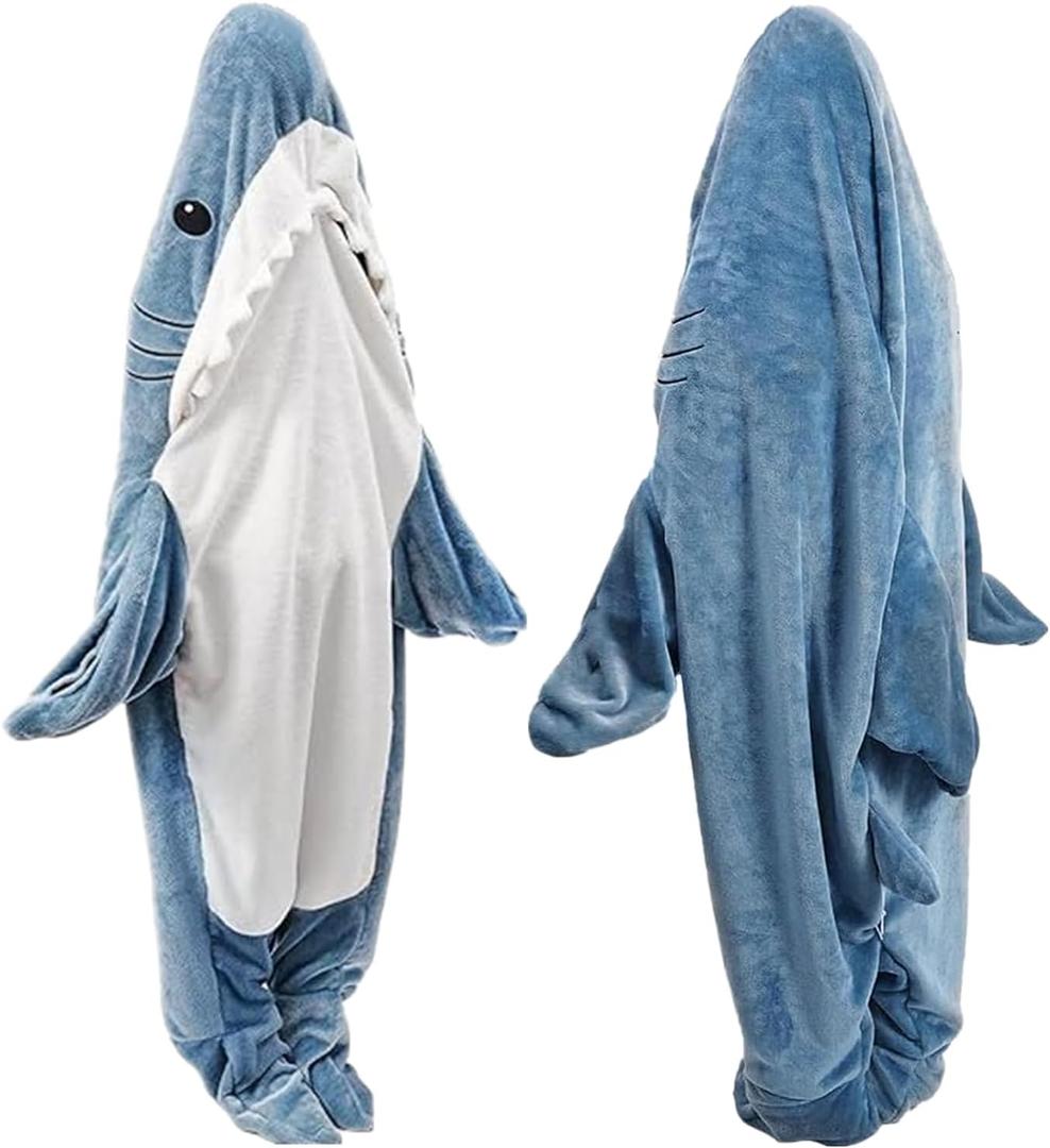Fu Store Shark Blanket Soft Cozy Flannel Blanket Hoodie Onesie Sleeping Bag Cute Cosplay Wearable Funny Costume for Adult Kid (X-Large)