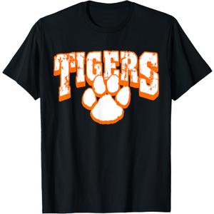 Tigers School Spirit Mascot Back to School Orange T-Shirt XXL