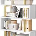 SORCEDAS Bookshelf Geometric Bookcase S Shaped Industrial Bookshelf Storage Display Stand Shelf for Living Room Bedroom and Office Room (White, 6 Tier)