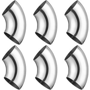 6 Pieces 2 Inch 90 Mandrel Bend Elbow SS304 Stainless Steel Pipe Elbow Thickness 16GA/. 065 Stainless Bend Tube for Modified Pipe, Stair Handrail, Pipeline Silver