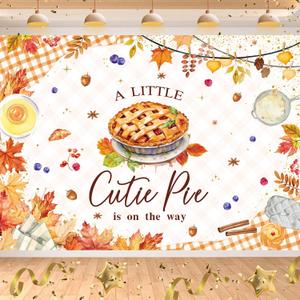 Fall Cutie Pie Baby Shower Backdrop 8x6FT A Little Cutie Pie is On The Way Party Banner Background Maple Leaves Baking Pie Themed Baby Shower Decorations Supplies