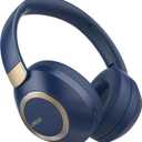 LORELEI B-C6 Wireless Over Ear Headphones, 50H Playtime Foldable Lightweight Bluetooth Headsets, Deep Bass, Built-in Microphone, Memory Foam Earmuff, for Travel, Home Office (Navy Blue)