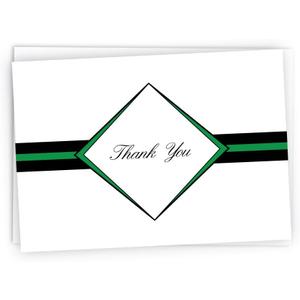 Diamond Thank You Cards - 48 Cards & Envelopes (Green)