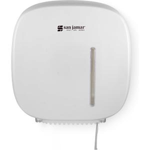 San Jamar Timeless Jumbo Tissue Dispenser, Single Roll Holder with 9" Roll Capacity, Durable Construction with Viewing Window for Commercial Bathrooms & Restrooms, White