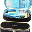 Homecube Pencil Case Big Capacity Waterproof Pencil Pouch Oxford Make-up Pen Case Durable Stationery Bag Pen Holder for Man & Women (8.26 x 3.54 x 2 inches, Black)