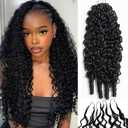Micro Pre Looped Crochet Human Hair Extensions for Women 20 Inch 50G 50 Strands Burmese Curly Water Wave Burmese Curly Invisible Crochet Hairs Pre Separated Knotless Remy Bundles for Braiding Twist