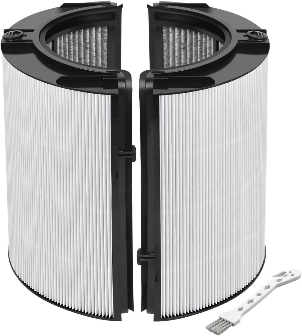 360 Combi Glass True H13 HEPA + Carbon Filter for Dyson HP1 PC1 PC2 TP10 HP10 HP09 TP09 HP07 TP07 TP06 HP06 PH04 PH03 PH02 PH01 DP04 HP4B PH3A TP7A TP7C TP4A TP4B PH2 HP2, 2-in-1 Replacement Filter