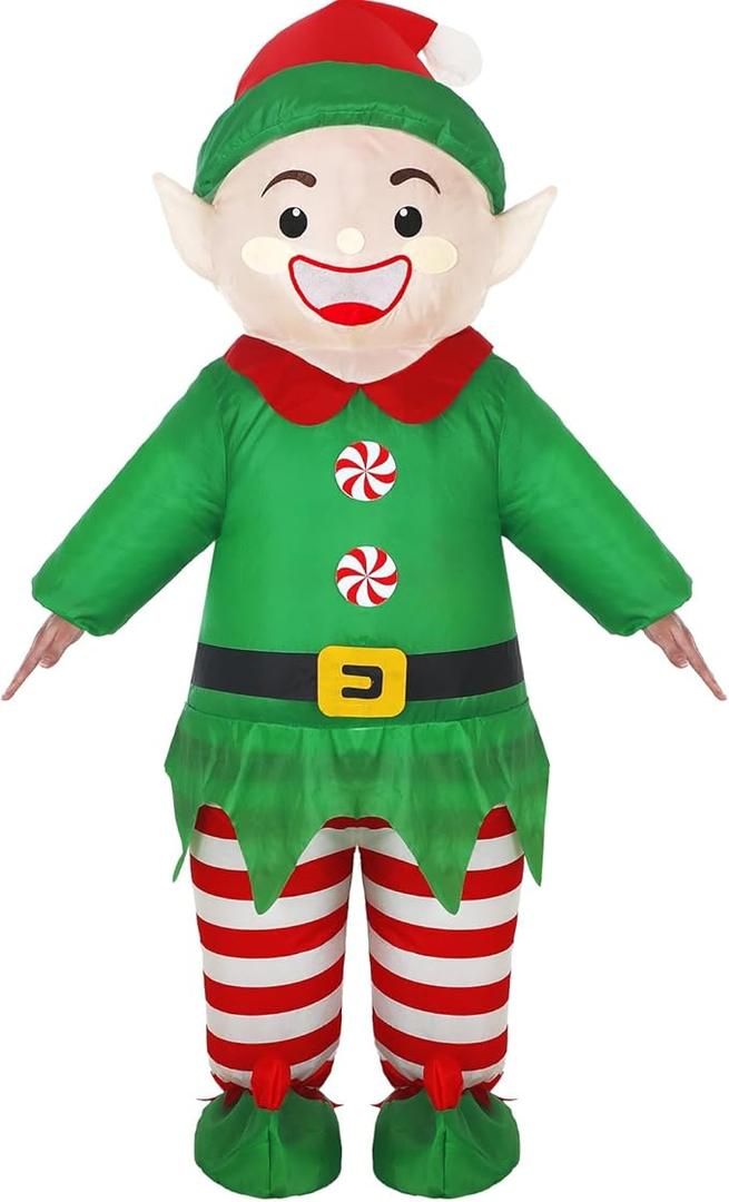 Liliful Christmas Elf Inflatable Costume Adult Funny Blow Costume for Adult Men Women Christmas Halloween Holiday Cosplay Party