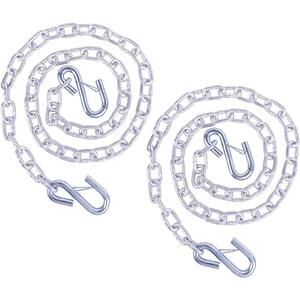 3/16" x 48" Grade 30 Steel Boat Trailer Safety Chain with Spring Clip Hooks 3500 lbs, 2 Pcs (3/16" x 48")