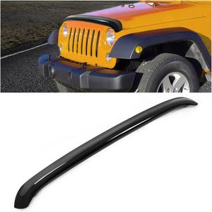 KUAFU Bug Deflector Compatible with 2007-2018 Jeep Wrangler JK - Smoke Plastic Hood Protector Shield