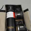 500ml Stainless Steel Vacuum Insulated Water Bottle Gift Set, 1 Bottle with 3 Cups, Double Wall Insulated Bottle for Hot & Cold Drinks Travel, Camping (BLACK)