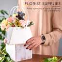 Fuutreo 12 Pcs Mother's Day Flower Gift Bags for Bouquets Portable Craft Flower Arrangement Boxes with Handle Waterproof Bouquet Wrapping Bags Florist Handbag for Wedding Birthday Party(Pink, White)