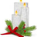 Christmas Tabletop Snow Globe Candle Water Spinning LED Lighted Acrylic Candle Décor Battery Operated Christmas Decoration (6.8" H x 4.8" W x 4.8" D) by Moments in Time