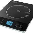 Crux Portable Induction Cooktop, Electric Hot Plate, Programmable Single Burner with Touchscreen LCD Display, Temperature Control, and Auto Shut Off, 1800 Watt, Black