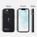 Cross Design Phone Case Cover for iPhone 12 Cross Pattern Case Cover Liquid Silicone Soft Gel Rubber Matt Phone Cover with Microfiber Lining Black