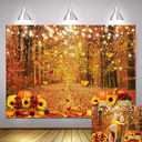 Autumn Maple Forest Photography Backdrop 7x5ft Fall Harvest Photo Backdrop Thanksgiving Background Pumpkin Decoration Party Backdrops for Farm Party Banner Supplies