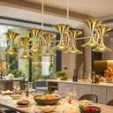 JSDORSY 16-Light Brass Gold Linear Chandelier, Modern Industrial Metal Light Fixture