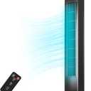 Uthfy Tower Fan for Bedroom, 120 Oscillating Standing Floor Bladeless Fans That Blow Cold Air with Remote, 3 Modes 3 Speeds, 7.5H Timer, for Indoor Living Room Office, 30 Inch, Black, 31 Inch