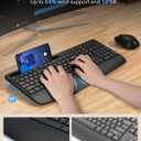 Wireless Keyboard and Mouse Combo - Full Size Ergonomic Wrist Rest, Silent Typing, Phone Holder, 2.4 GHz, 3 Level DPI, Batteries Powered, KM23D Set Compatible with PC, Laptop, Windows, macOS -SABLUTE