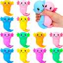 Meooeck 12 Pcs Mini Axolotl Stress Relief Balls Salamander Fidget Sensory Items, Office Stress Relief, Birthday and Stocking Stuffers(Classic Style,TPR)