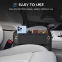Car Seat Gap Filler, Universal Premium Leather Front Seat Side Organizer, Car Storage Box for Holding Phone, Sunglasses, Keys, Car Accessories fit Auto SUV Truck (Black, Driver's Seat) (1 Pack)