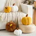 Pumpkin Pillows, Halloween Fall Throw Pillow, Pumpkin Shaped Pillow for Couch, Cute Stuffed Pumpkins, Autumn Decorative Cushion (Brown, 11 Inches)