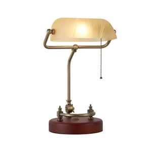 Bankers Lamp, Traditional White Desk Lamp with Solid Birch Wood Base, White Glass Antique Library Lamp with Pull Chain Switch, Plug in Vintage Bankers Desk Lamp for Office, Study Room 【E26 Socket】