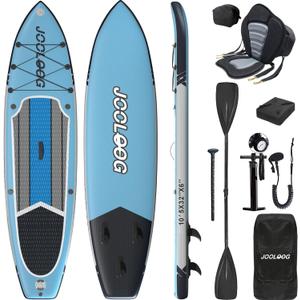 Inflatable Stand Up Paddle Board with Seat, 10'6"/10'5" SUP 440LBS, Recreational Paddleboard for Adults Beginners, Blow Up Paddle Board with Fishing Design, Camera Mount, Cooler Bag & Full Accessories, Blue Gray