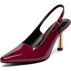 Athlefit Women's High Stiletto Slingback Heels Elegant Closed Square Toe Dress Pumps Shoes for Bridal Wedding Work Party, 9.5