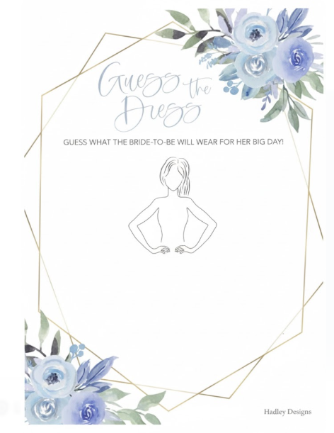 Blue Floral Bridal Shower Games for 15 Guests, Fun & Classy Wedding Engagement Party