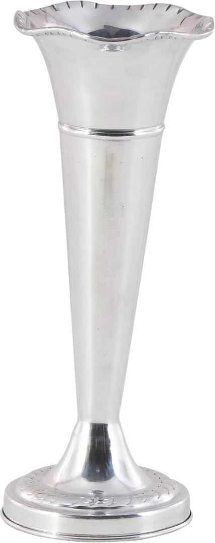 Deco 79 Aluminum Metal Flute Shaped Vase, 6" x 6" x 15", Silver